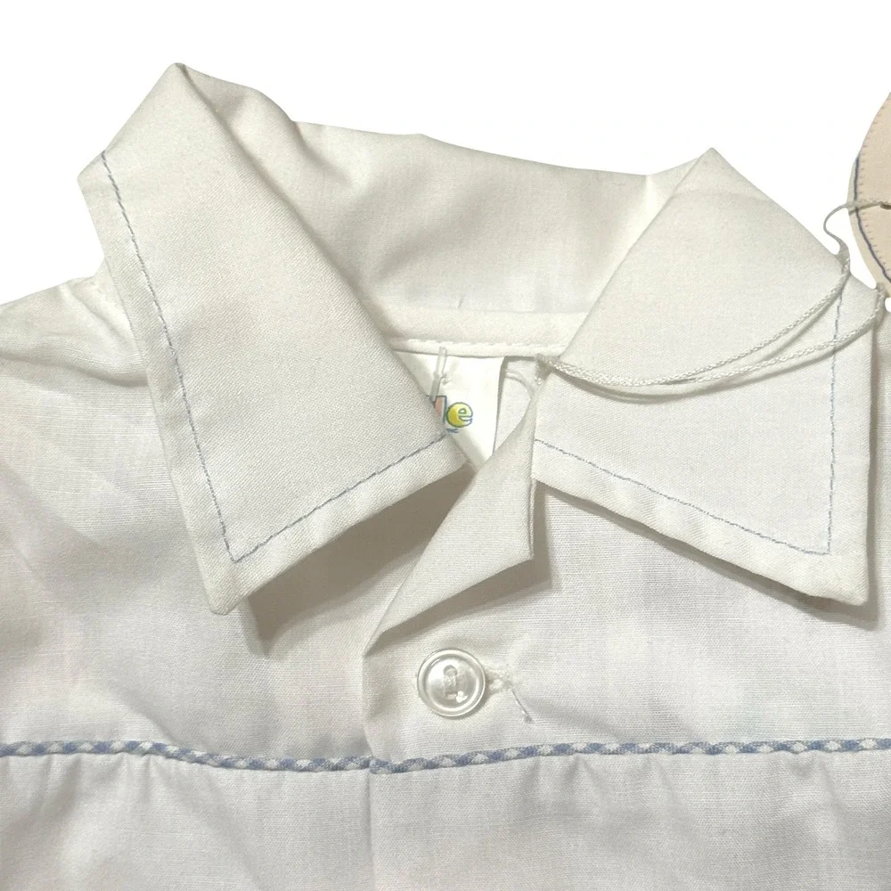 Vintage Cradle Togs Baby Boy Gingham Train Shirt & Bloomers Set 0-6M NWT